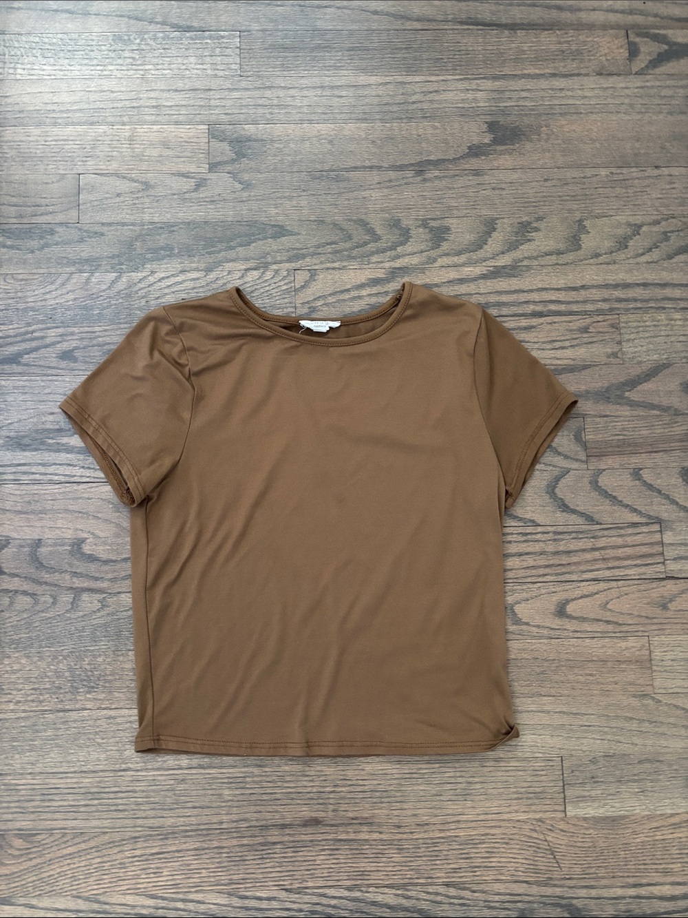 Casual Brown Short Sleeve Top